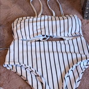 White with black lines swimsuit